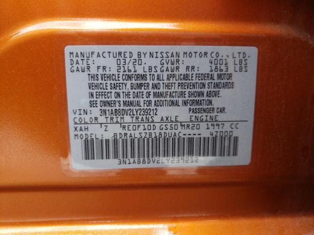 Photo 10 from auction – 2020 NISSAN SENTRA SR with VIN 3N1AB8DV2LY239212