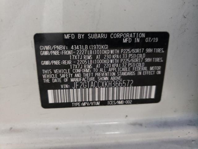 Photo 10 from auction – 2019 SUBARU CROSSTREK with VIN JF2GTACCXKH366572
