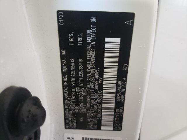 Photo 10 from auction – 2020 TOYOTA HIGHLANDER with VIN 5TDCZRBH2LS502116