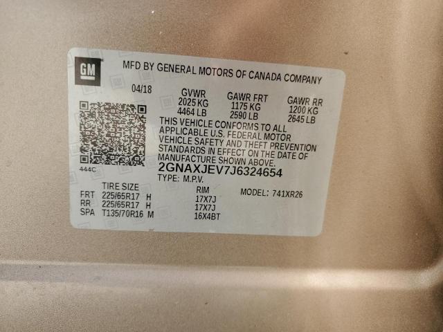 Photo 10 from auction – 2018 CHEVROLET EQUINOX LT with VIN 2GNAXJEV7J6324654