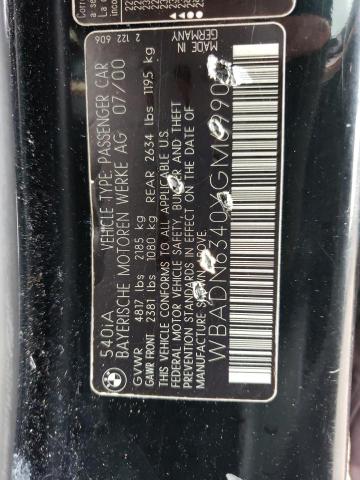 Photo 10 from auction – 2000 BMW 540 I AUTO with VIN WBADN6340YGM69903
