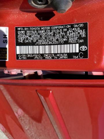 Photo 10 from auction – 2021 TOYOTA COROLLA LE with VIN JTDEAMDE4MJ005170