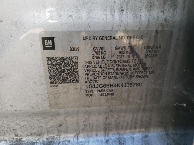 Photo 10 from auction – 2019 CHEVROLET SONIC with VIN 1G1JG6SB4K4135780