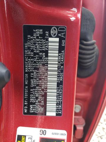 Photo 10 from auction – 2019 TOYOTA COROLLA L with VIN 2T1BURHE9KC181108