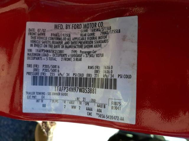 Photo 10 from auction – 2007 FORD FOCUS ZX4 with VIN 1FAFP34N97W353881