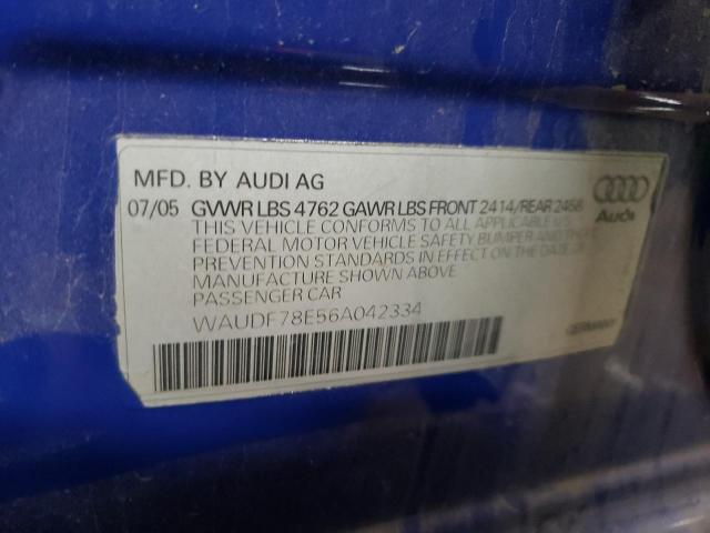 Zdjęcie 10 z aukcji – 2006 AUDI A4 2.0T QU z VIN WAUDF78E56A042334