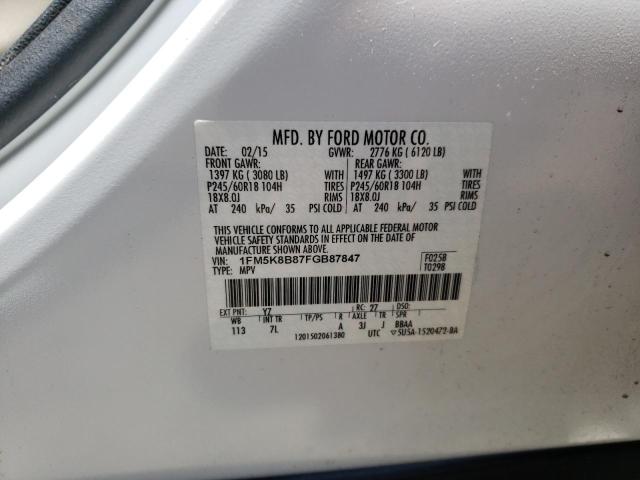 Photo 10 from auction – 2015 FORD EXPLORER with VIN 1FM5K8B87FGB87847