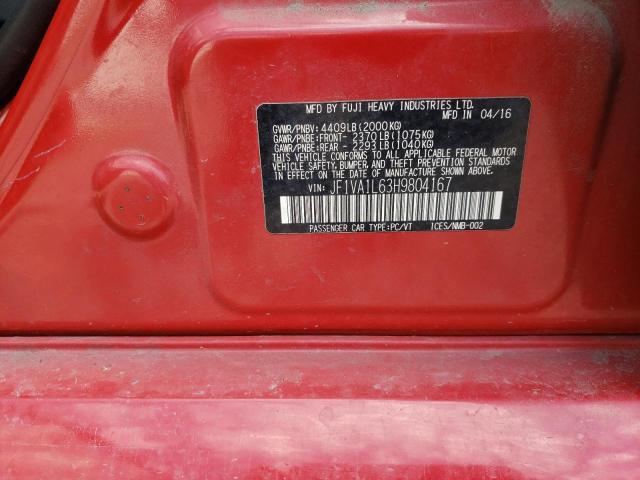 Photo 10 from auction – 2017 SUBARU WRX LIMITE with VIN JF1VA1L63H9804167