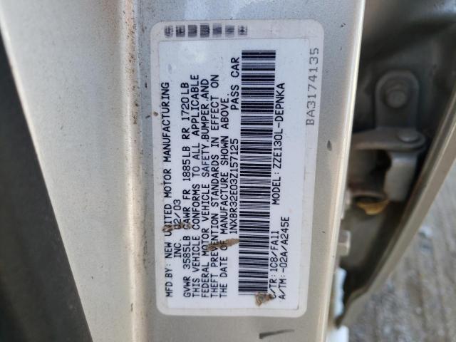 Photo 10 from auction – 2003 TOYOTA COROLLA CE with VIN 1NXBR32E03Z157125