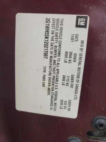 Photo 10 from auction – 2002 CHEVROLET IMPALA LS with VIN 2G1WH55K129217987