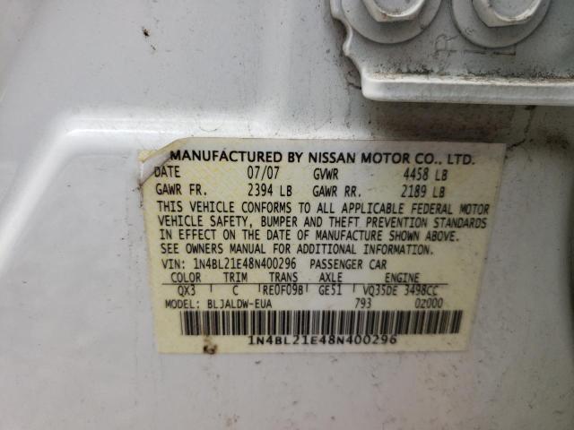 Photo 10 from auction – 2008 NISSAN ALTIMA 3.5 with VIN 1N4BL21E48N400296
