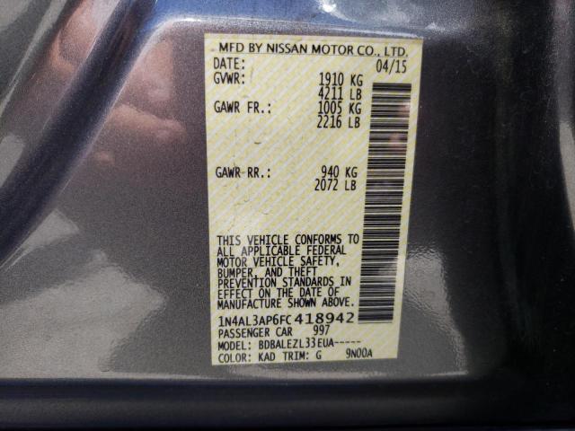 Photo 10 from auction – 2015 NISSAN ALTIMA 2.5 with VIN 1N4AL3AP6FC418942