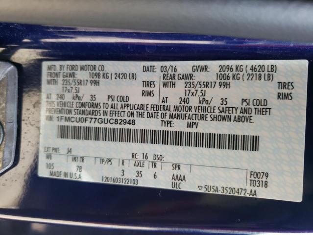 Photo 10 from auction – 2016 FORD ESCAPE S with VIN 1FMCU0F77GUC82948