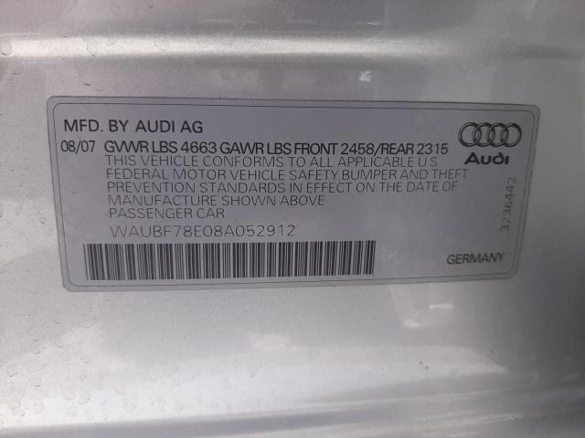 Photo 10 from auction – 2008 AUDI A4 S-LINE with VIN WAUBF78E08A052912