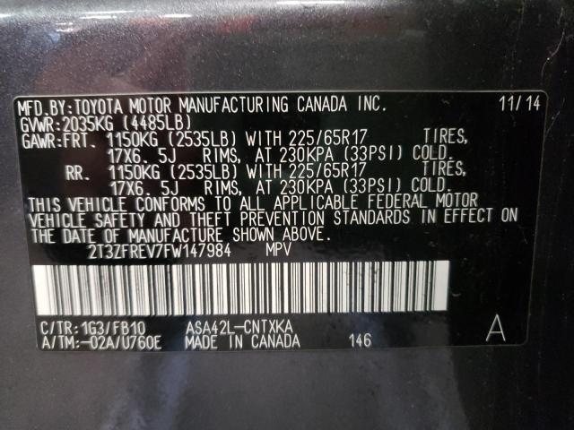 Photo 10 from auction – 2015 TOYOTA RAV4 LE with VIN 2T3ZFREV7FW147984