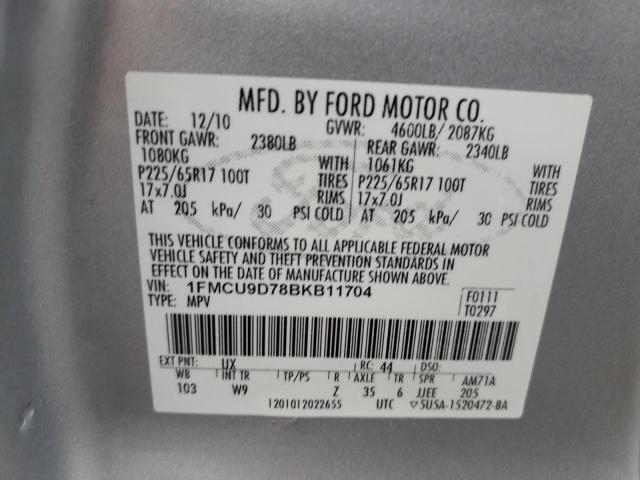Photo 10 from auction – 2011 FORD ESCAPE XLT with VIN 1FMCU9D78BKB11704