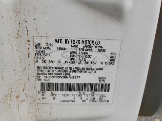 Photo 10 from auction – 2006 FORD F150 with VIN 1FTRX12W26NA48377