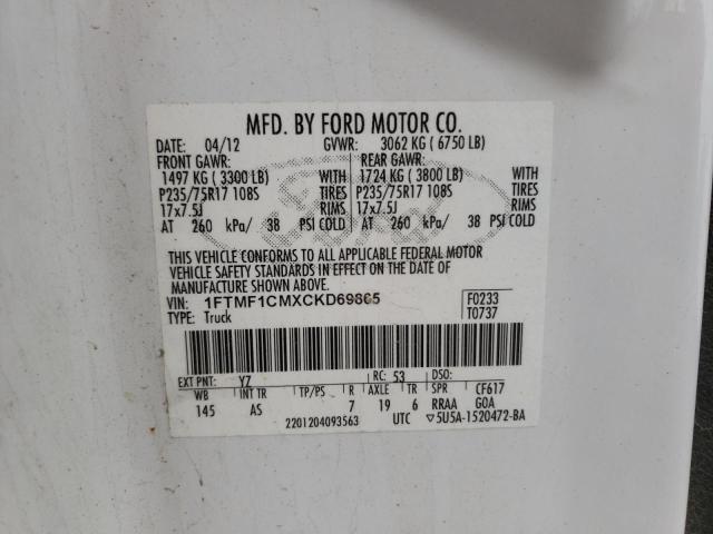 Photo 10 from auction – 2012 FORD F150 with VIN 1FTMF1CMXCKD69865