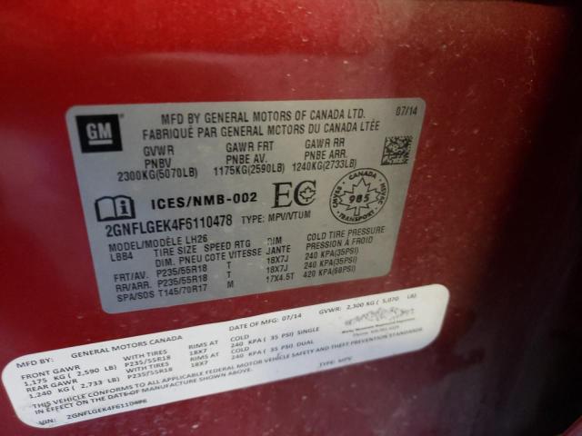 Photo 10 from auction – 2015 CHEVROLET EQUINOX LT with VIN 2GNFLGEK4F6110478