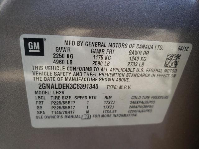 Photo 10 from auction – 2012 CHEVROLET EQUINOX LT with VIN 2GNALDEK3C6391340