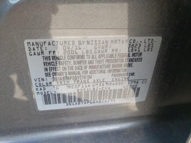 Photo 10 from auction – 2016 NISSAN SENTRA with VIN 3N1AB7AP6GY274194