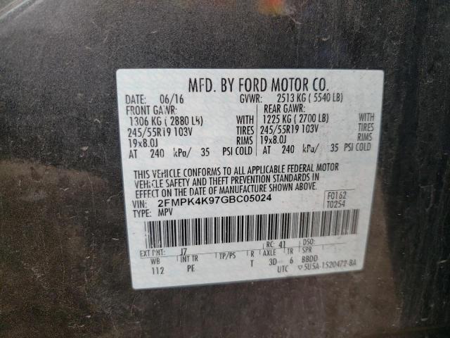 Photo 10 from auction – 2016 FORD EDGE TITAN with VIN 2FMPK4K97GBC05024