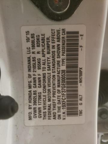 Photo 10 from auction – 2016 HONDA CIVIC EX with VIN 19XFC1F37GE000538
