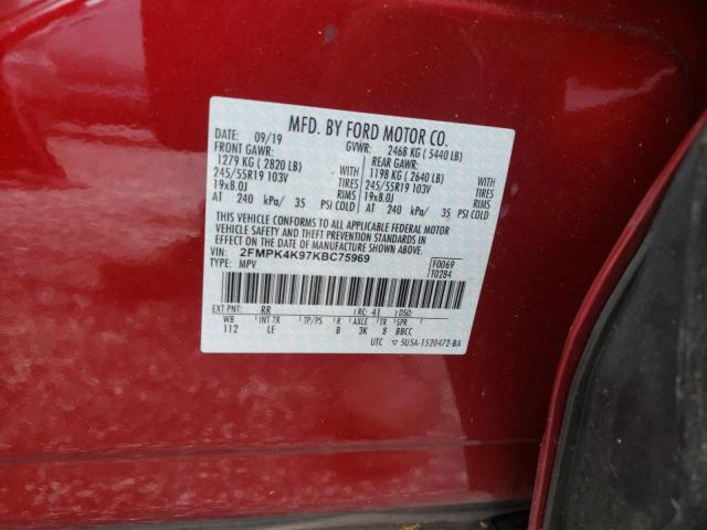 Photo 10 from auction – 2019 FORD EDGE TITAN with VIN 2FMPK4K97KBC75969