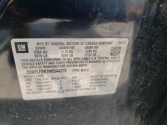 Photo 10 from auction – 2017 CHEVROLET EQUINOX LT with VIN 2GNFLFEK7H6344370