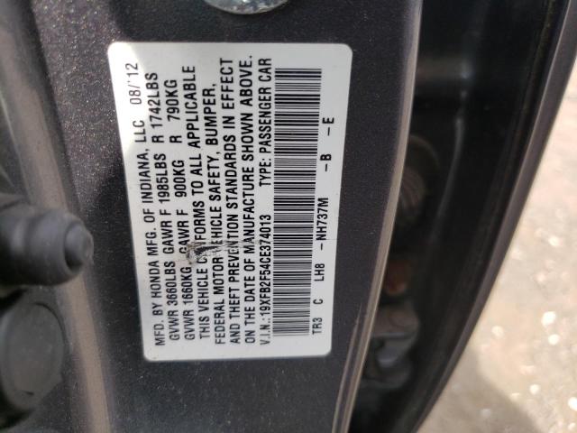 Photo 10 from auction – 2012 HONDA CIVIC LX with VIN 19XFB2F54CE374013