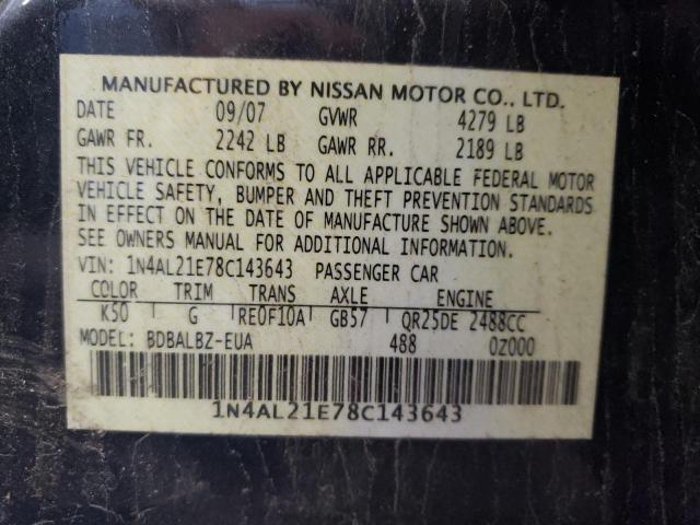 Photo 10 from auction – 2008 NISSAN ALTIMA 2.5 with VIN 1N4AL21E78C143643