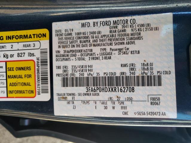 Photo 10 from auction – 2019 FORD FUSION SE with VIN 3FA6P0HDXKR162708