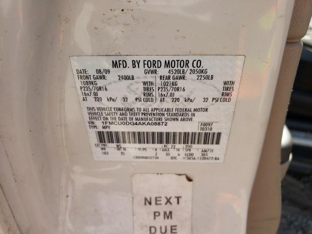 Photo 10 from auction – 2010 FORD ESCAPE XLT with VIN 1FMCU0DG4AKA08872