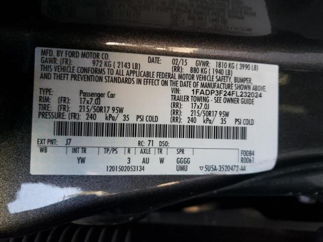 Photo 10 from auction – 2015 FORD FOCUS SE with VIN 1FADP3F24FL232024