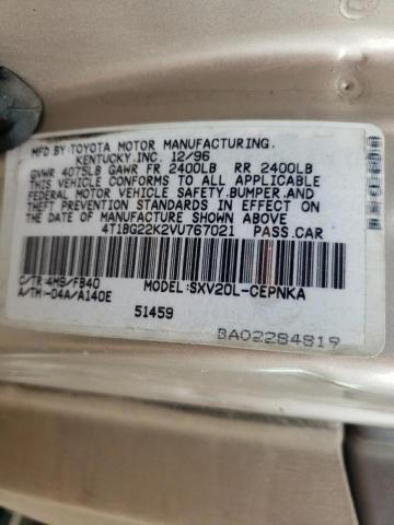 Photo 10 from auction – 1997 TOYOTA CAMRY CE with VIN 4T1BG22K2VU767021