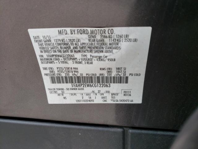 Photo 10 from auction – 2012 FORD TAURUS SEL with VIN 1FAHP2EW6CG122063
