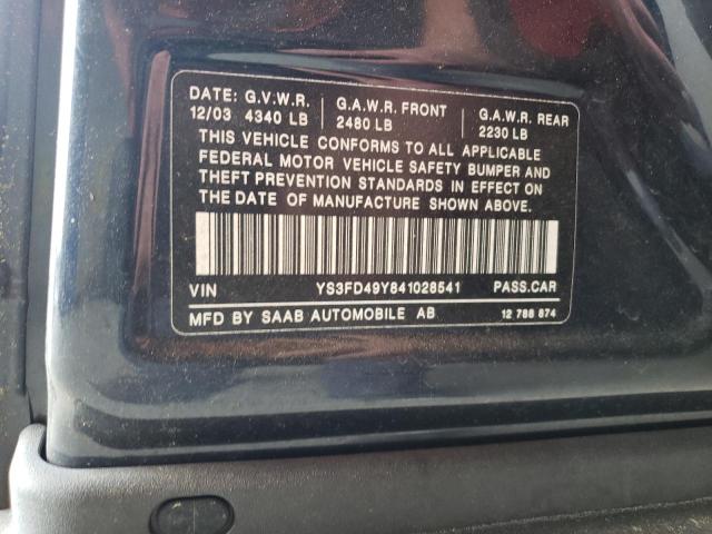 Photo 10 from auction – 2004 SAAB 9-3 ARC with VIN YS3FD49Y841028541