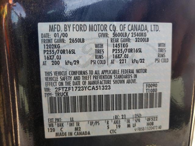 Photo 10 from auction – 2000 FORD F150 with VIN 2FTZF1723YCA51323