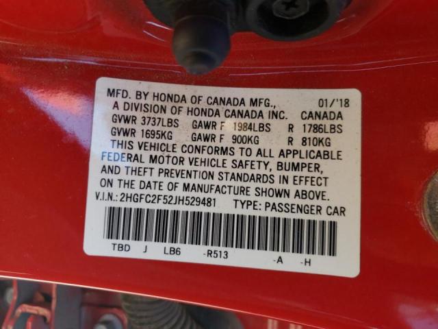 Photo 10 from auction – 2018 HONDA CIVIC LX with VIN 2HGFC2F52JH529481