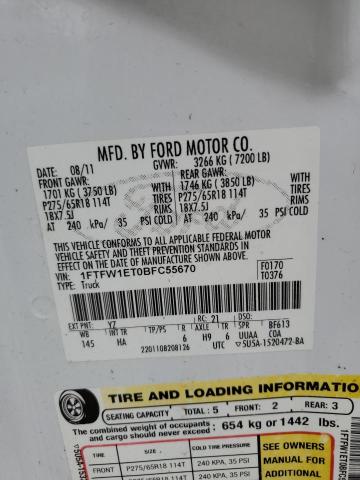 Photo 10 from auction – 2011 FORD F150 SUPER with VIN 1FTFW1ET0BFC55670