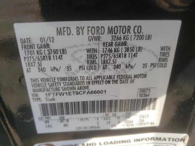 Photo 10 from auction – 2012 FORD F150 SUPER with VIN 1FTFW1ET9CFA66601