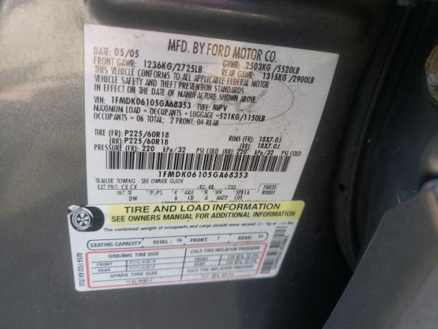 Photo 10 from auction – 2005 FORD FREESTYLE with VIN 1FMDK06105GA68353