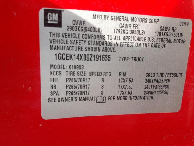 Photo 10 from auction – 2009 CHEVROLET SILVERADO with VIN 1GCEK14X09Z191635