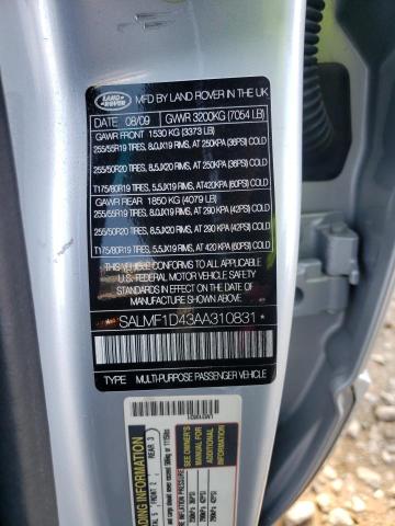 Photo 10 from auction – 2010 LAND ROVER RANGE ROVE with VIN SALMF1D43AA310831