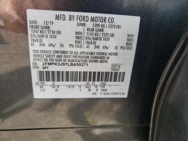 صورة رقم 10 من المزاد - 2020 FORD EDGE SEL مع VIN 2FMPK3J97LBA50271