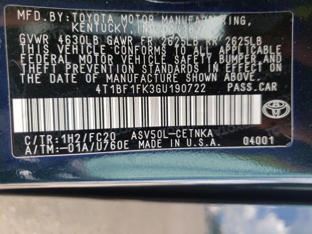 Photo 10 from auction – 2016 TOYOTA CAMRY LE with VIN 4T1BF1FK3GU190722
