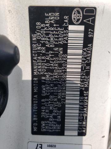 Photo 10 from auction – 2009 TOYOTA COROLLA BA with VIN 2T1BU40E59C120766