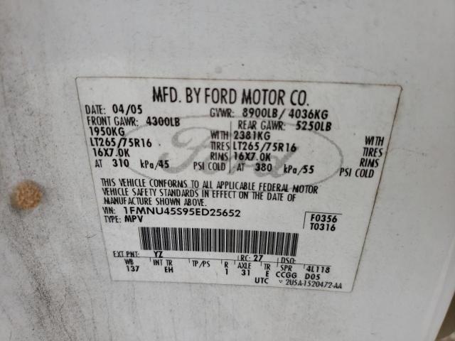 Photo 10 from auction – 2005 FORD EXCURSION with VIN 1FMNU45S95ED25652