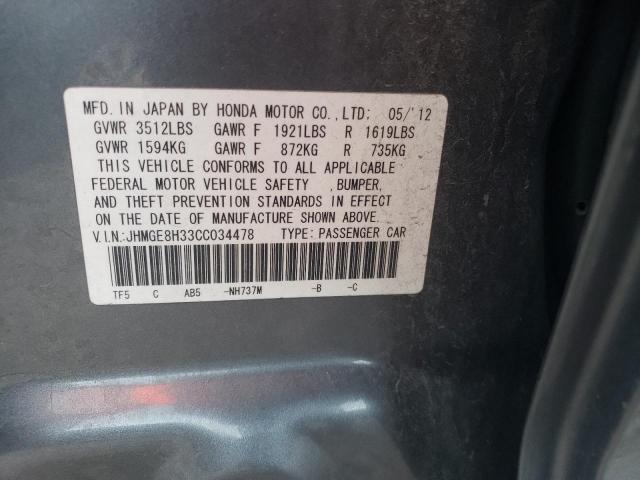 Photo 10 from auction – 2012 HONDA FIT with VIN JHMGE8H33CC034478