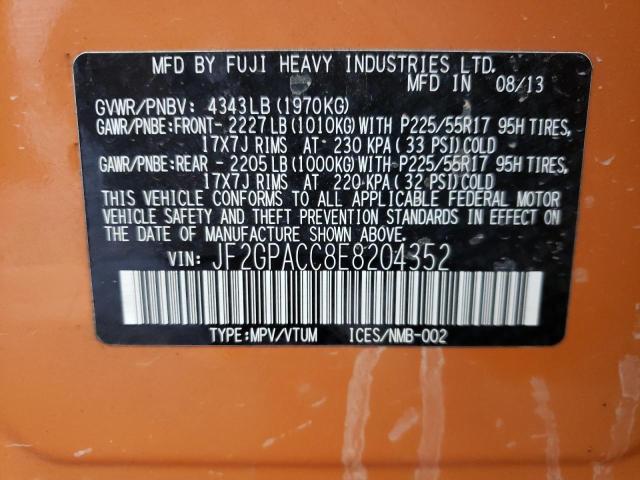 Photo 10 from auction – 2014 SUBARU XV CROSSTR with VIN JF2GPACC8E8204352